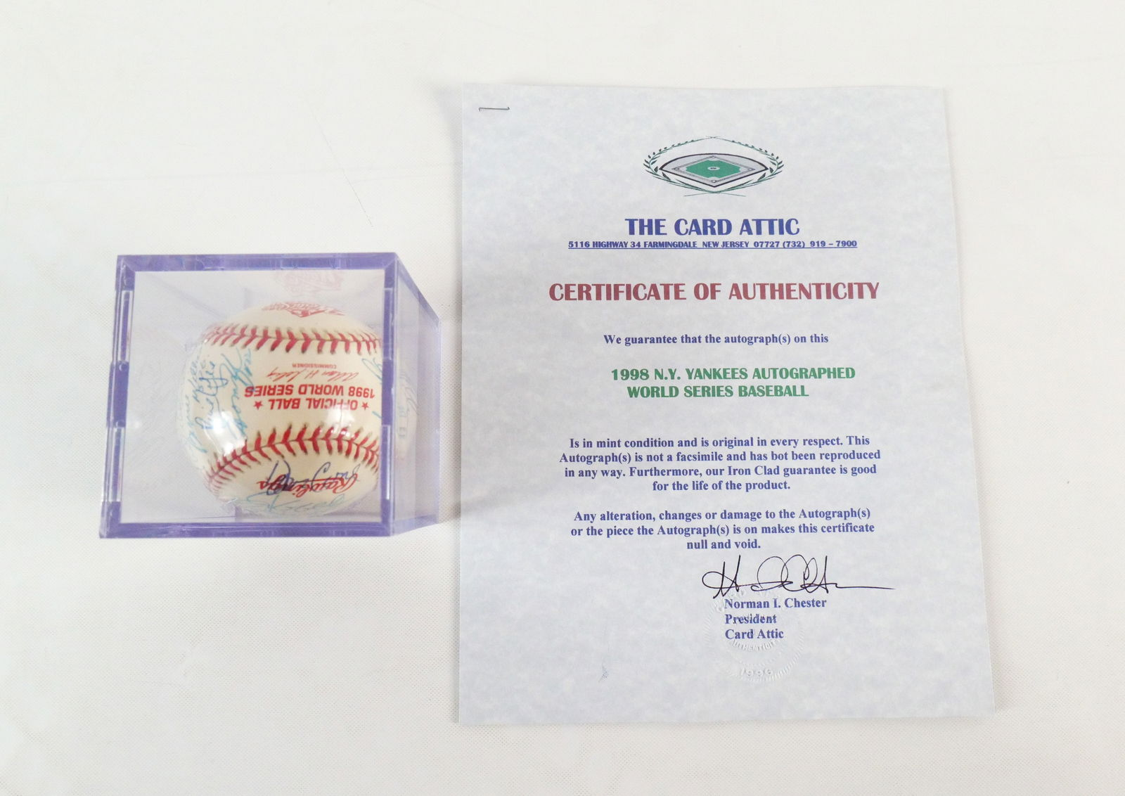 Baseball memorabilia for auction on April 24th.