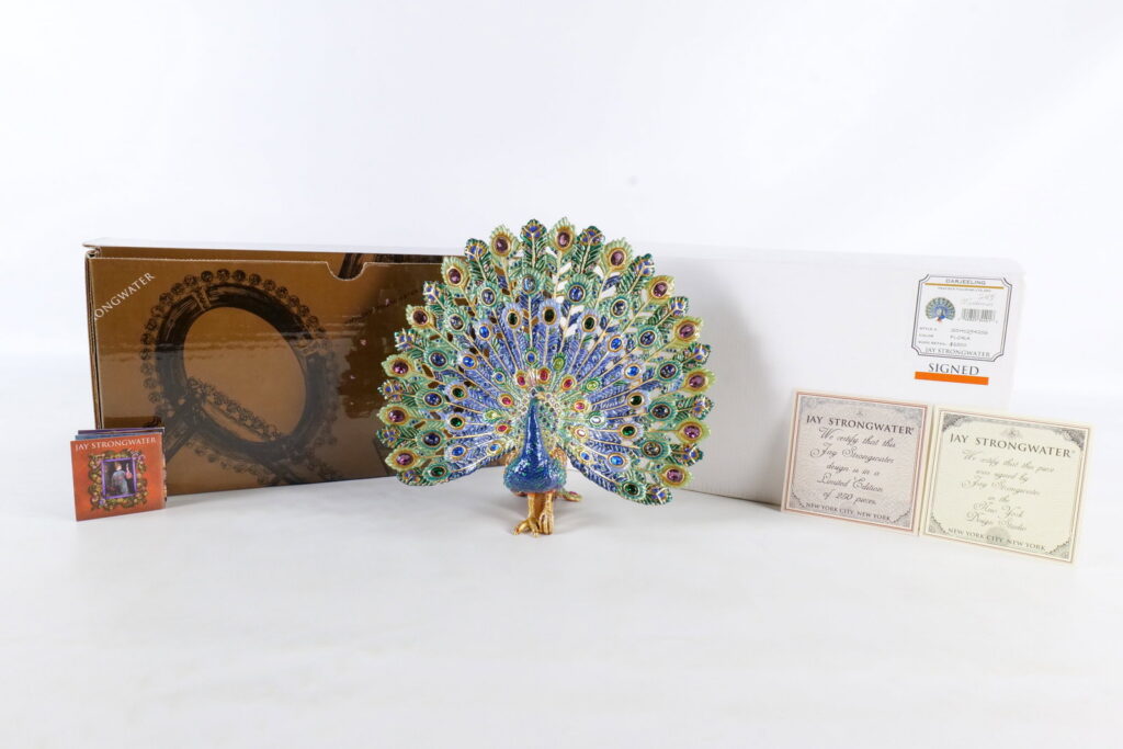 Lot 36 Jay Strongwater Mortimer Peacock Figurine - Signed
