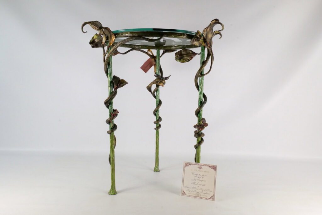 Lot 48 Jay Strongwater Enameled and Jeweld Table - Signed
